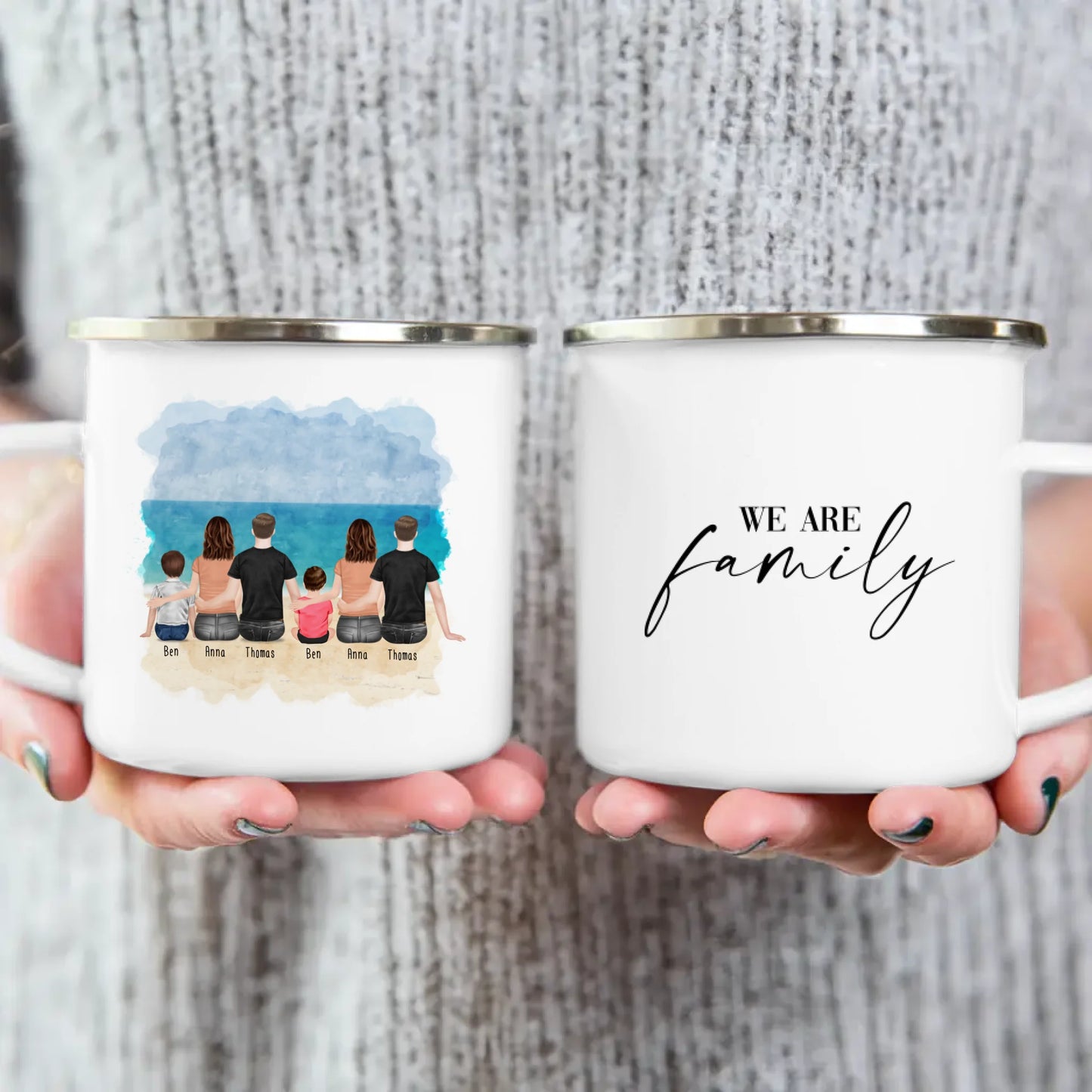 Personalisierte Tasse - 2 Familien mit 1 Kind + 1 Baby