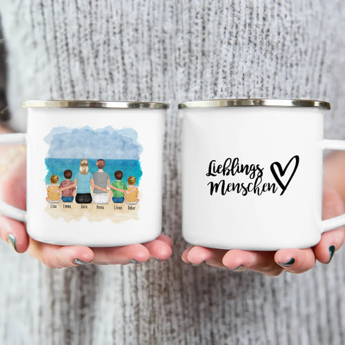 Personalisierte Tasse - 2 Frauen + 2 Kinder + 2 Babys