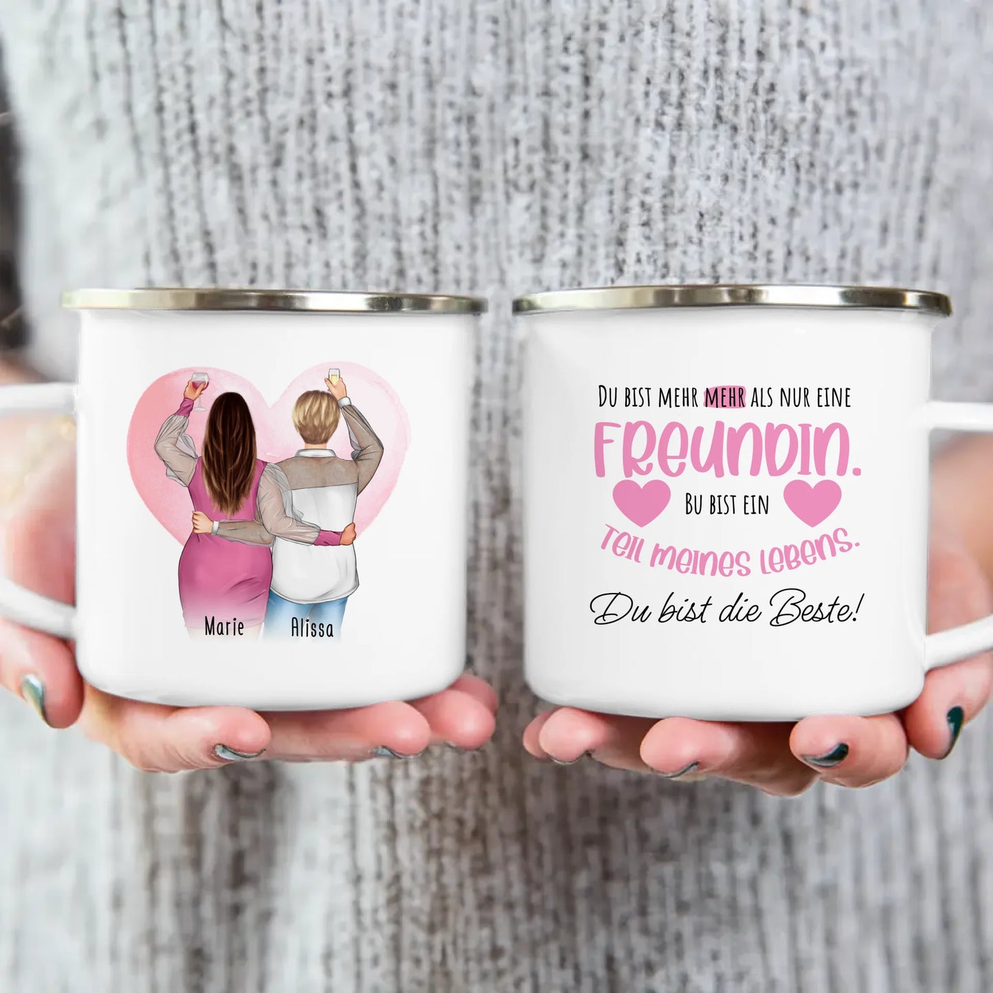 Personalisierte Tasse Beste Freundin (2 Freundinnen) (Plus Size)