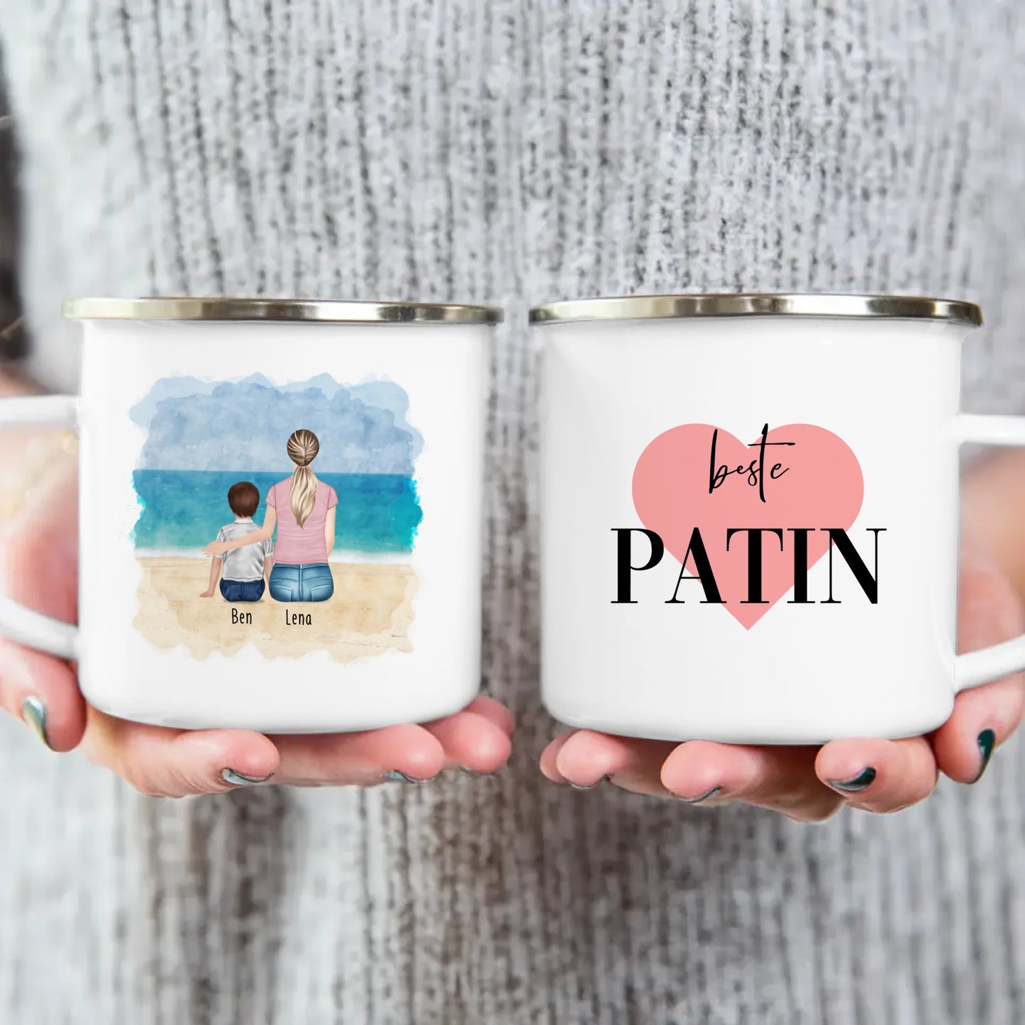 Personalisierte Tasse - Beste Patin (1 Kind/Baby + 1 Frau)