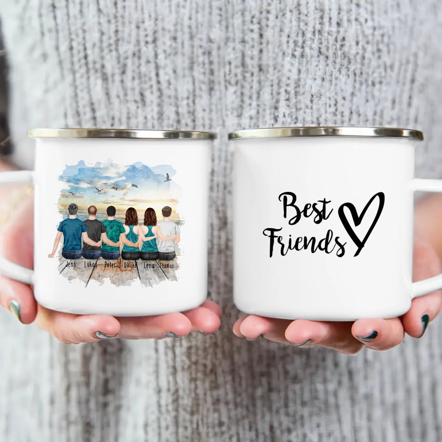 Personalisierte Tasse - Beste Freunde (2 Frauen + 4 Männer)