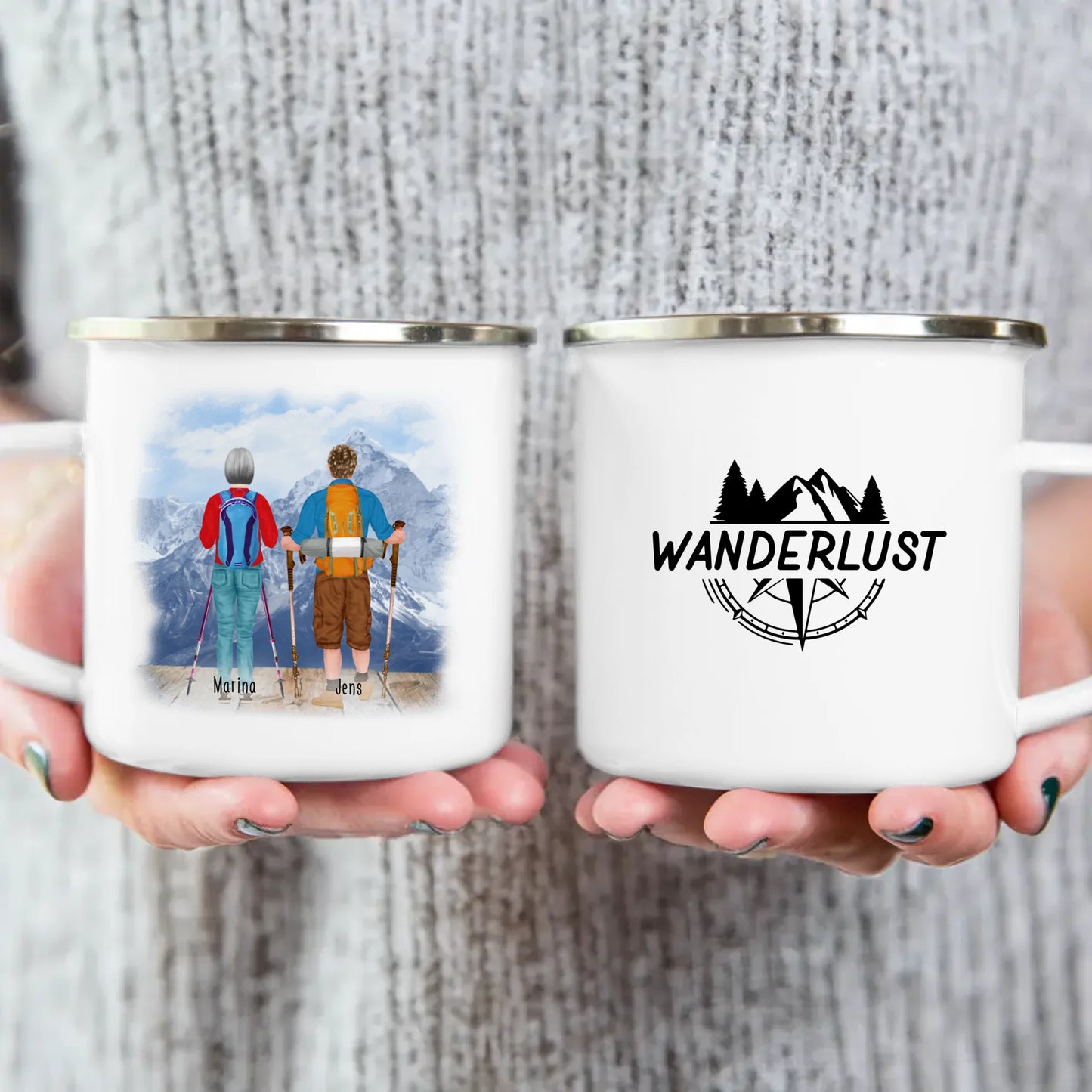 Personalisierte Tasse mit 2 Wanderern