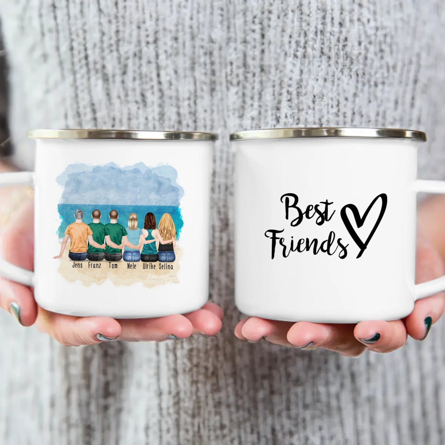 Personalisierte Tasse - Beste Freunde (3 Frauen + 3 Männer)