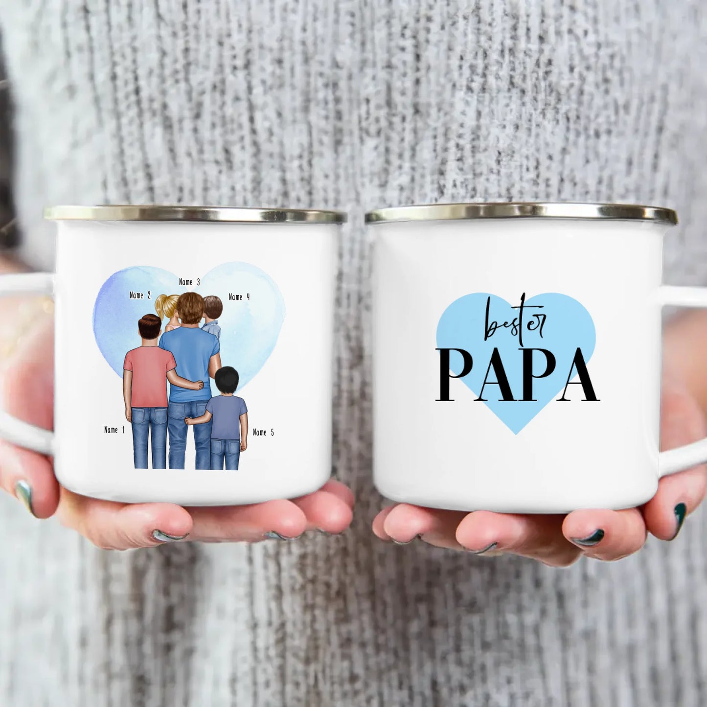 Personalisierte Tasse - Papa mit 1-4 Kindern