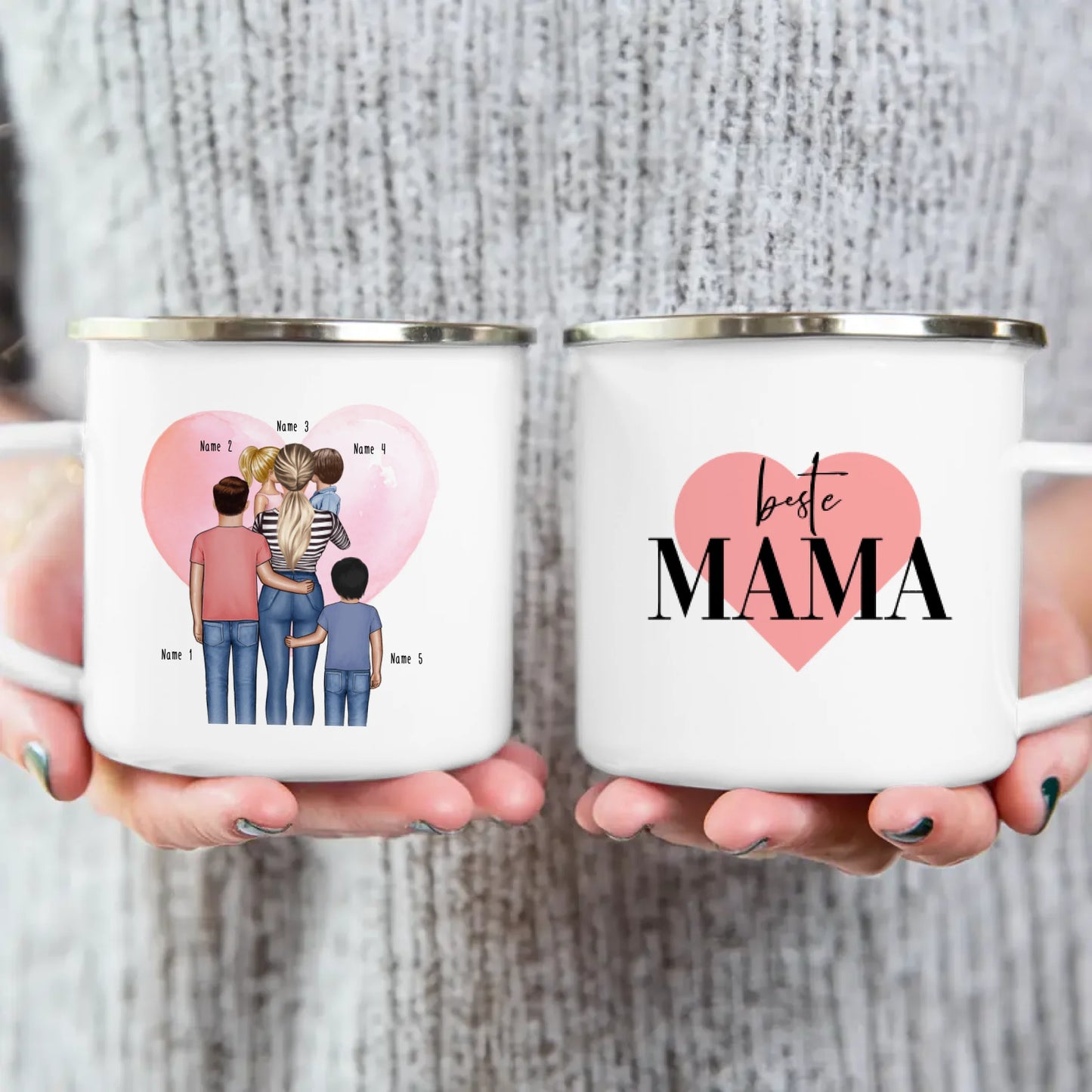 Personalisierte Tasse - Mama mit 1-4 Kindern