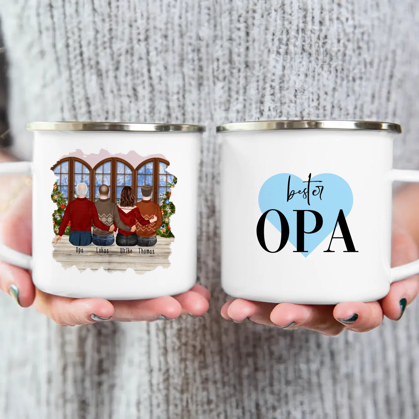 Personalisierte Tasse für Opa (1 Frau + 2 Männer + 1 Opa) - Weihnachtstasse