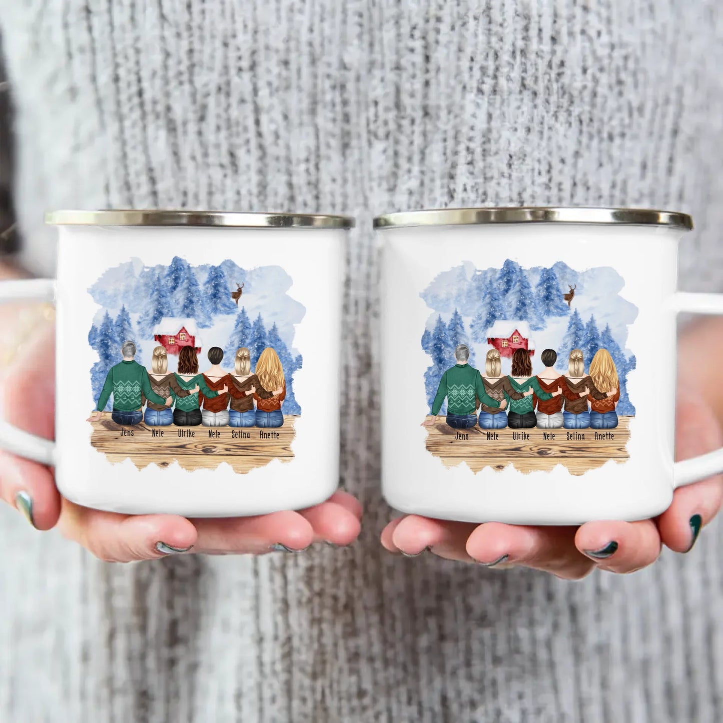 Personalisierte Tasse mit Bruder/Schwester (5 Schwestern + 1 Bruder) - Weihnachtstasse