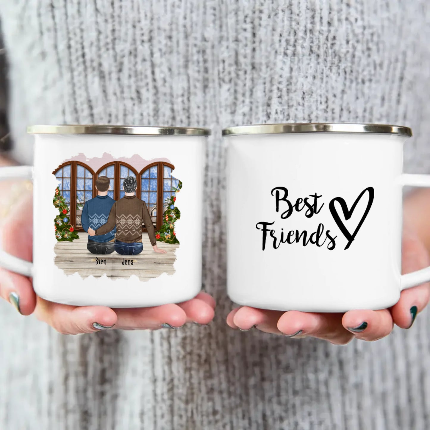 Personalisierte Tasse - Beste Freunde (2 Männer) - Weihnachtstasse