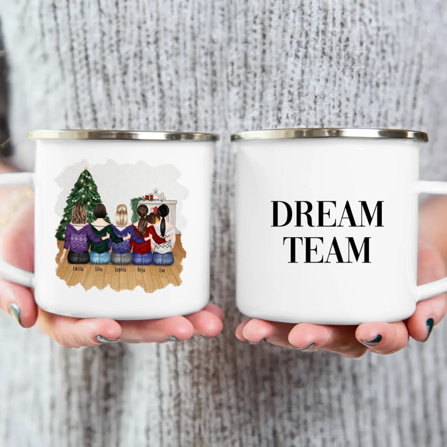 Personalisierte Tasse für Beste Freundinnen (5 Freundinnen) - Weihnachtstasse