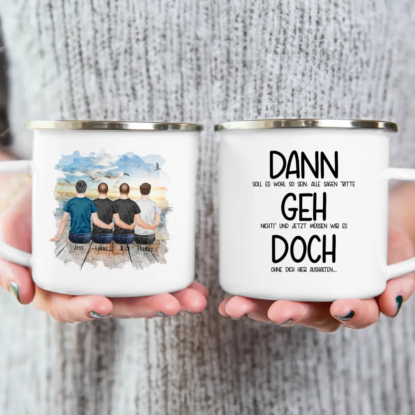 Personalisierte Tasse Kollegen (4 Männer) - Abschiedsgeschenk