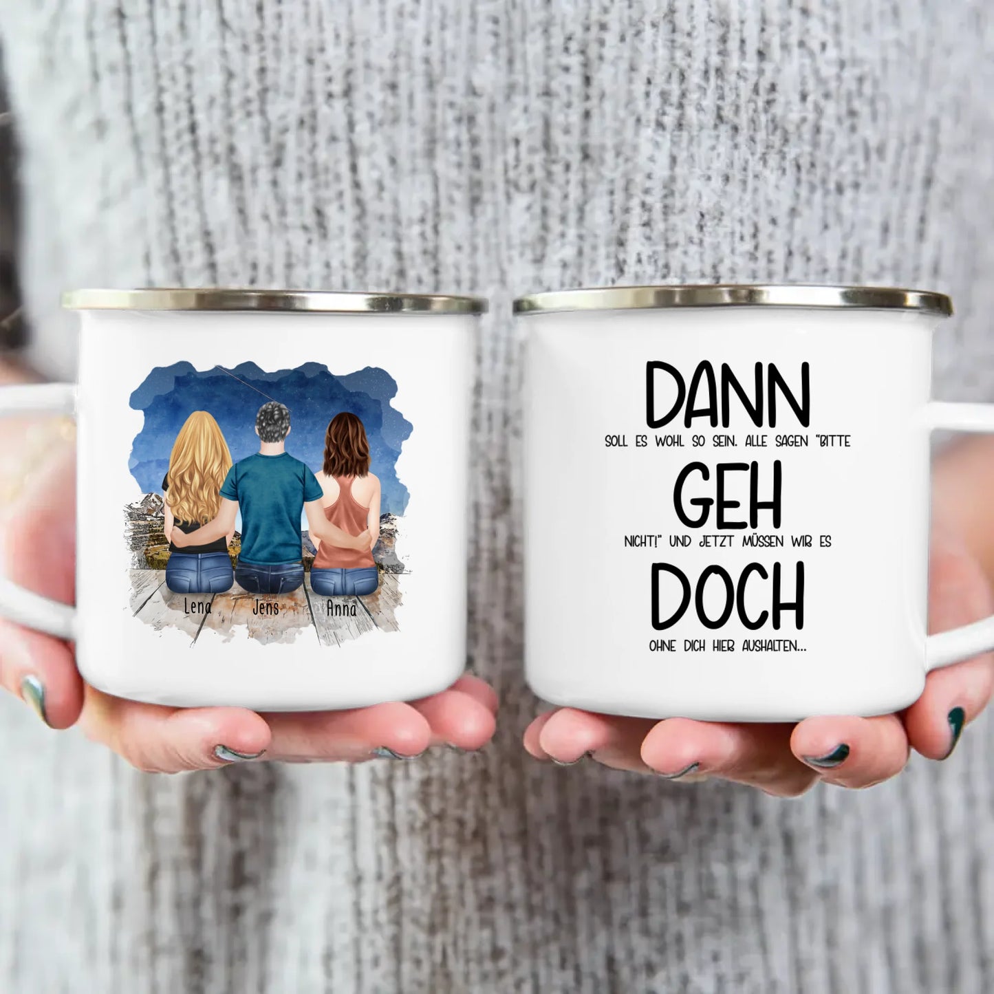 Personalisierte Tasse Kollegen (2 Frauen + 1 Mann) - Abschiedsgeschenk