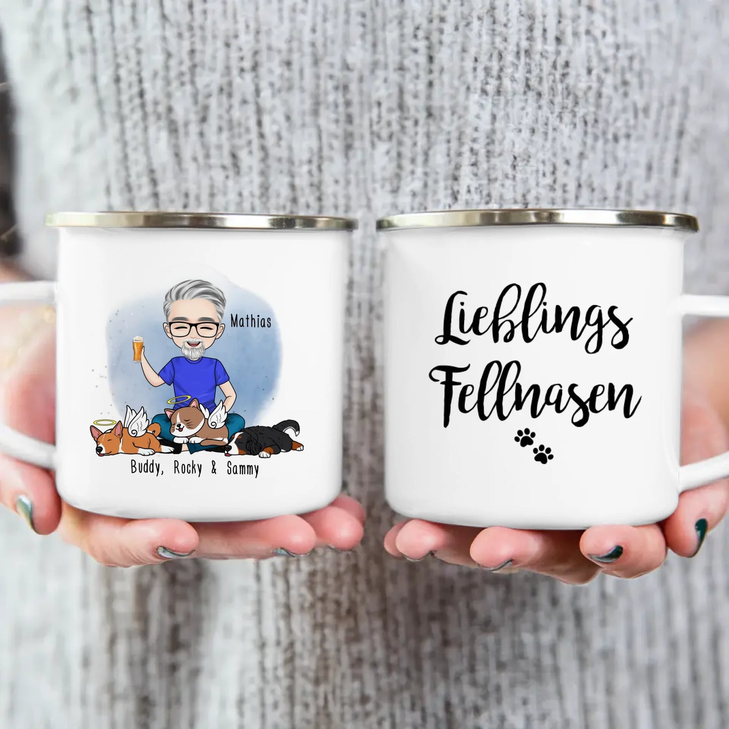 Personalisierte Tasse Hundepapa/Katzenpapa/Tierpapa (1-8 Hunde/Katzen)