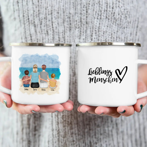 Personalisierte Tasse - 2 Frauen + 1 Kind + 1 Baby