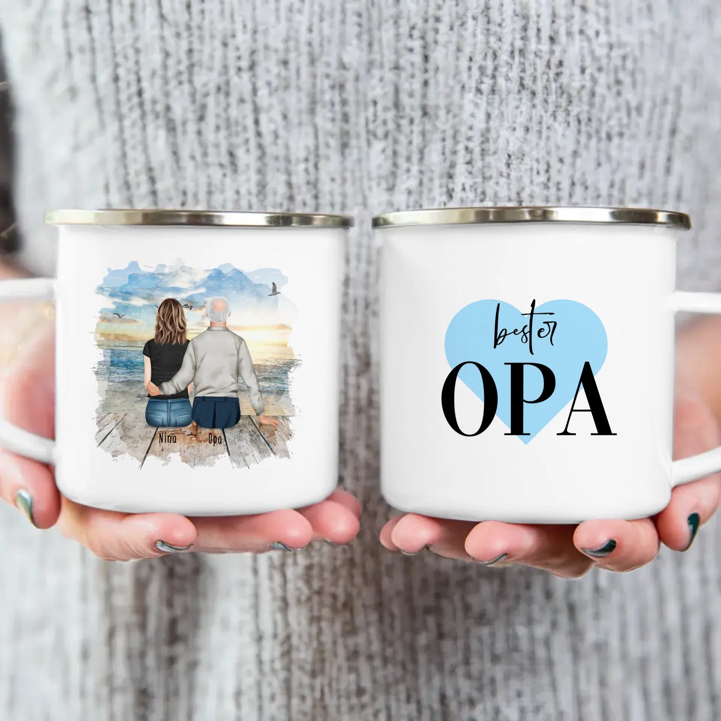 Personalisierte Tasse für Opa (1 Frau + 1 Opa)