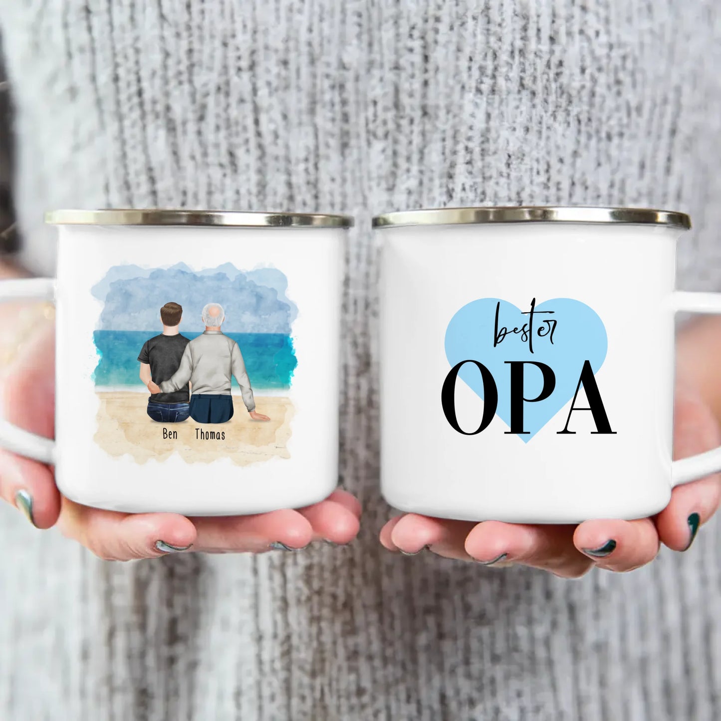 Personalisierte Tasse für Opa (1 Mann + 1 Opa)