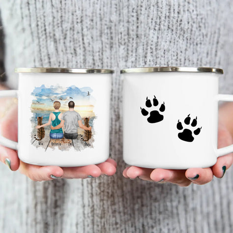 Personalisierte Tasse mit Pärchen und 2 Katzen
