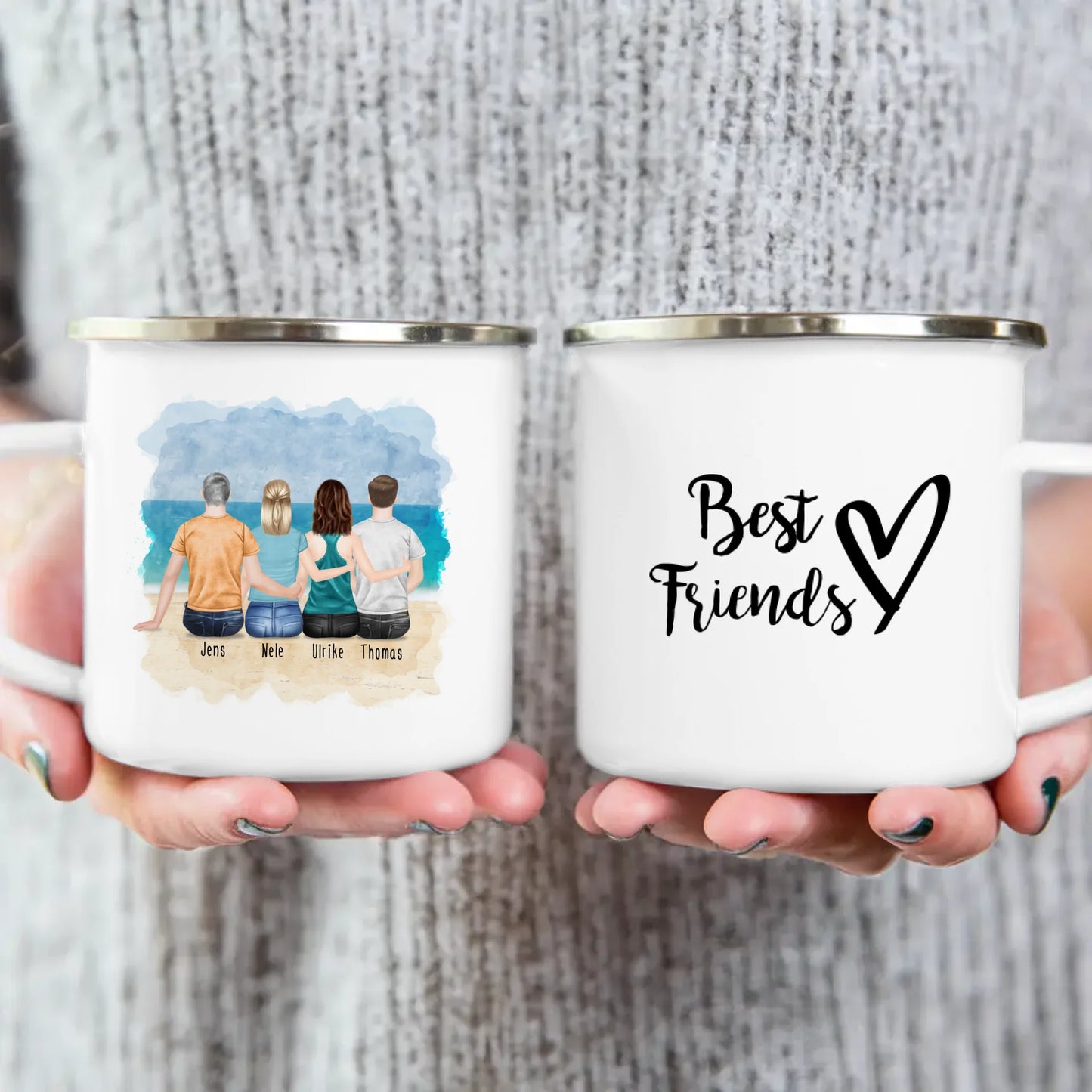 Personalisierte Tasse - Beste Freunde (2 Frauen + 2 Männer)