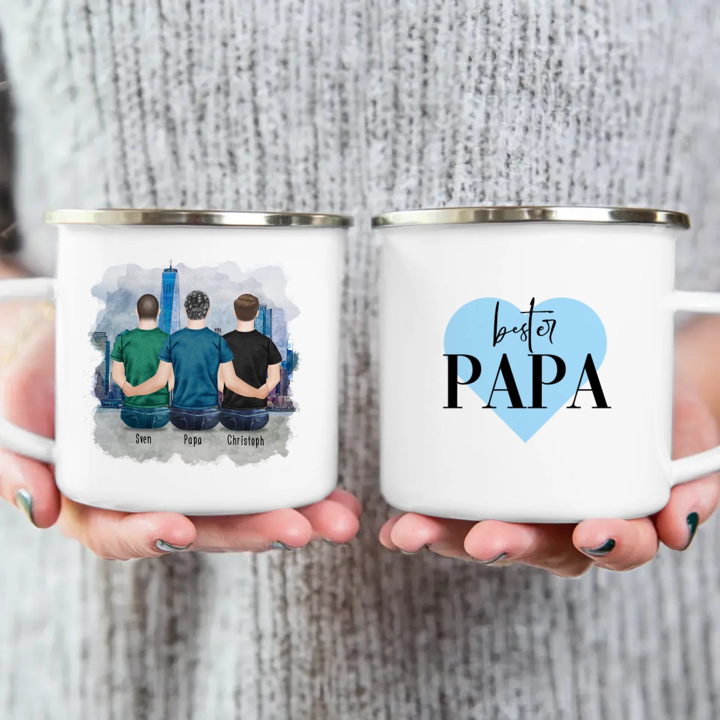 Personalisierte Tasse mit Vater/Sohn (2 Söhne)