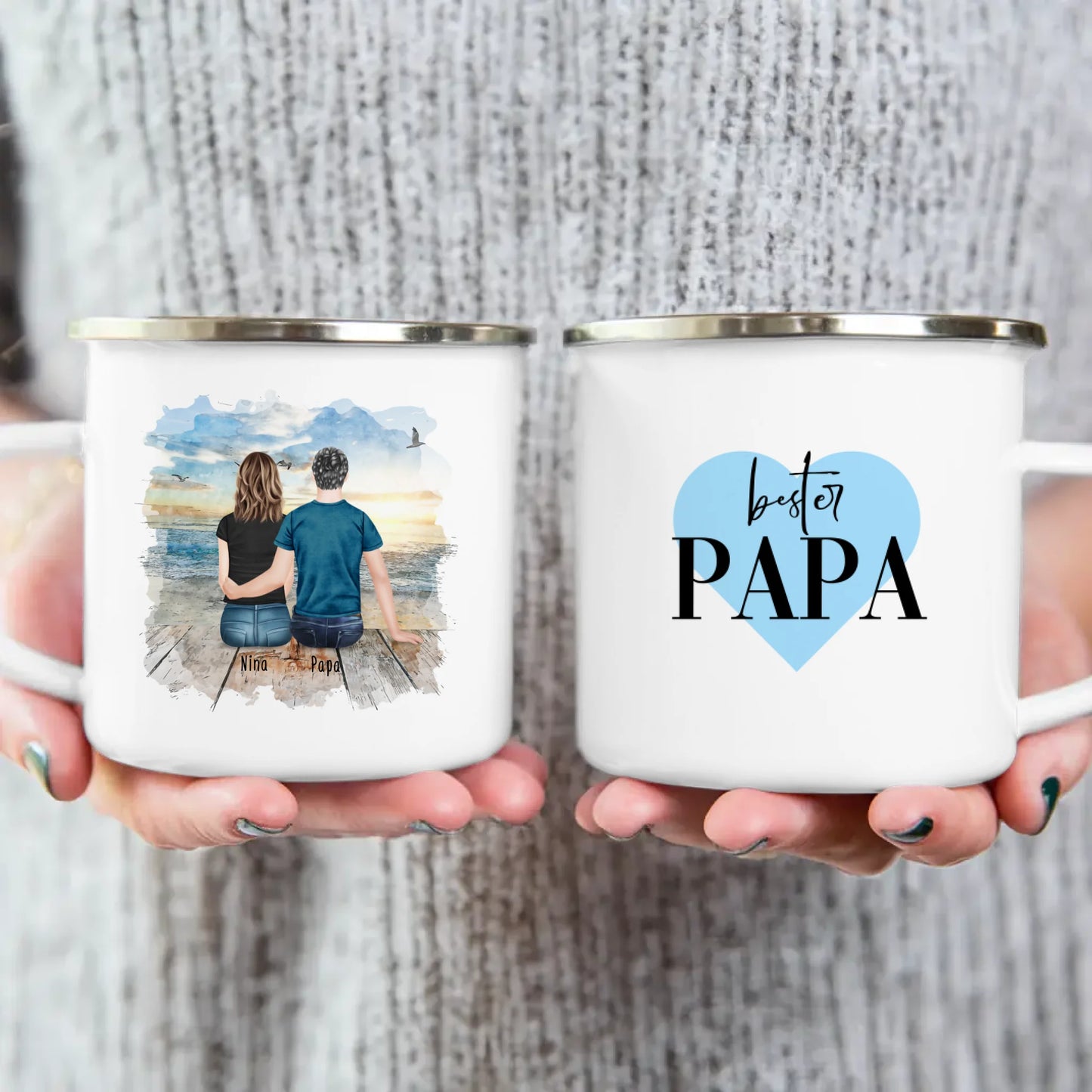 Personalisierte Tasse mit Vater/Tochter (1 Tochter)