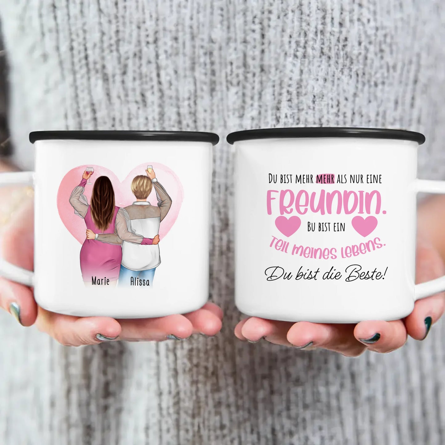 Personalisierte Tasse Beste Freundin (2 Freundinnen) (Plus Size)