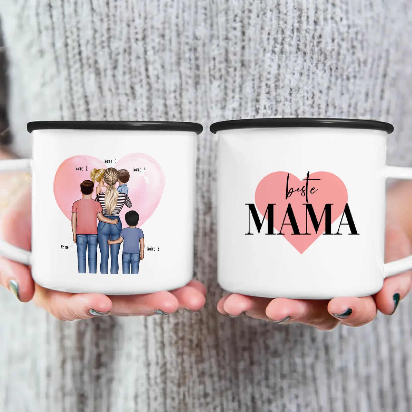 Personalisierte Tasse - Mama mit 1-4 Kindern