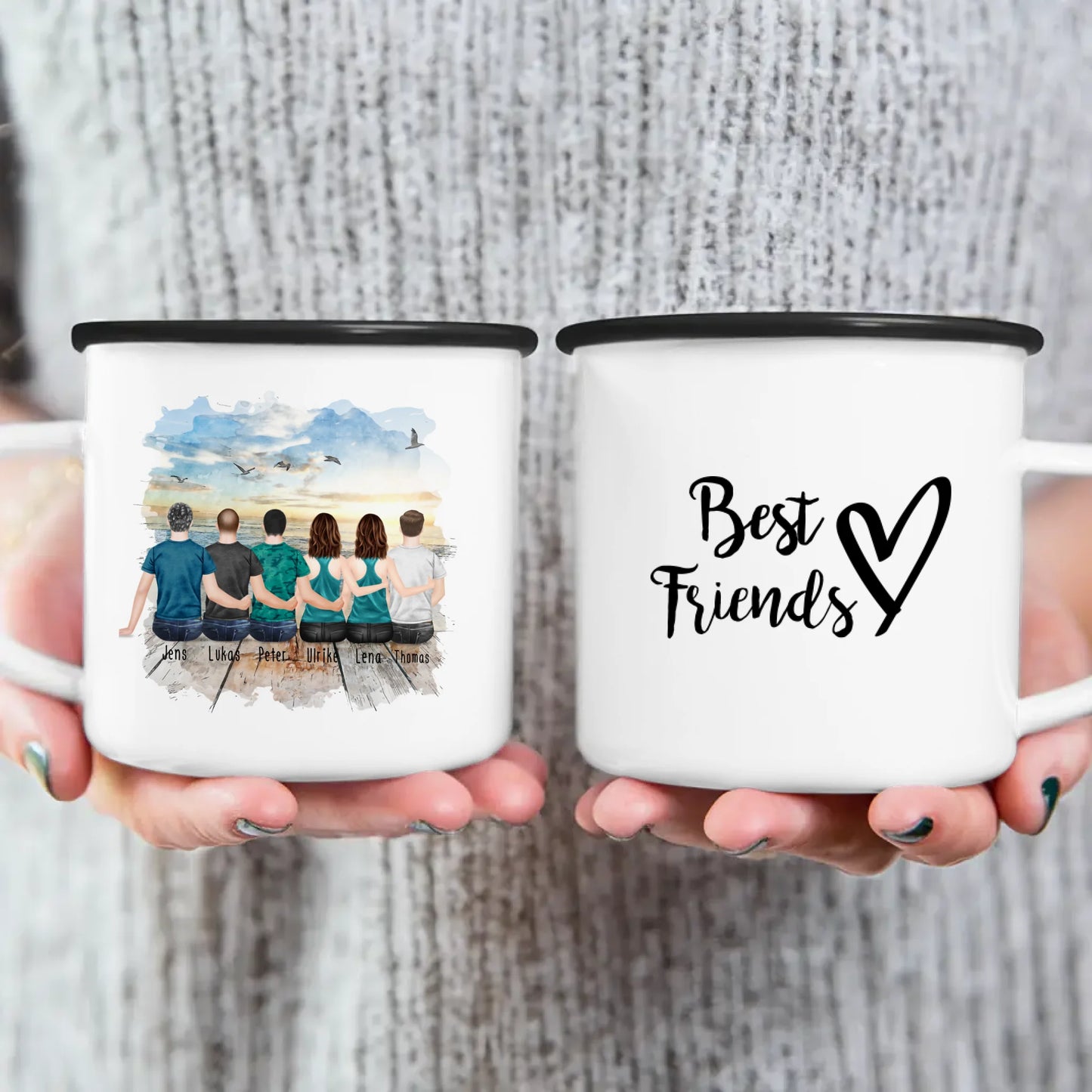 Personalisierte Tasse - Beste Freunde (2 Frauen + 4 Männer)