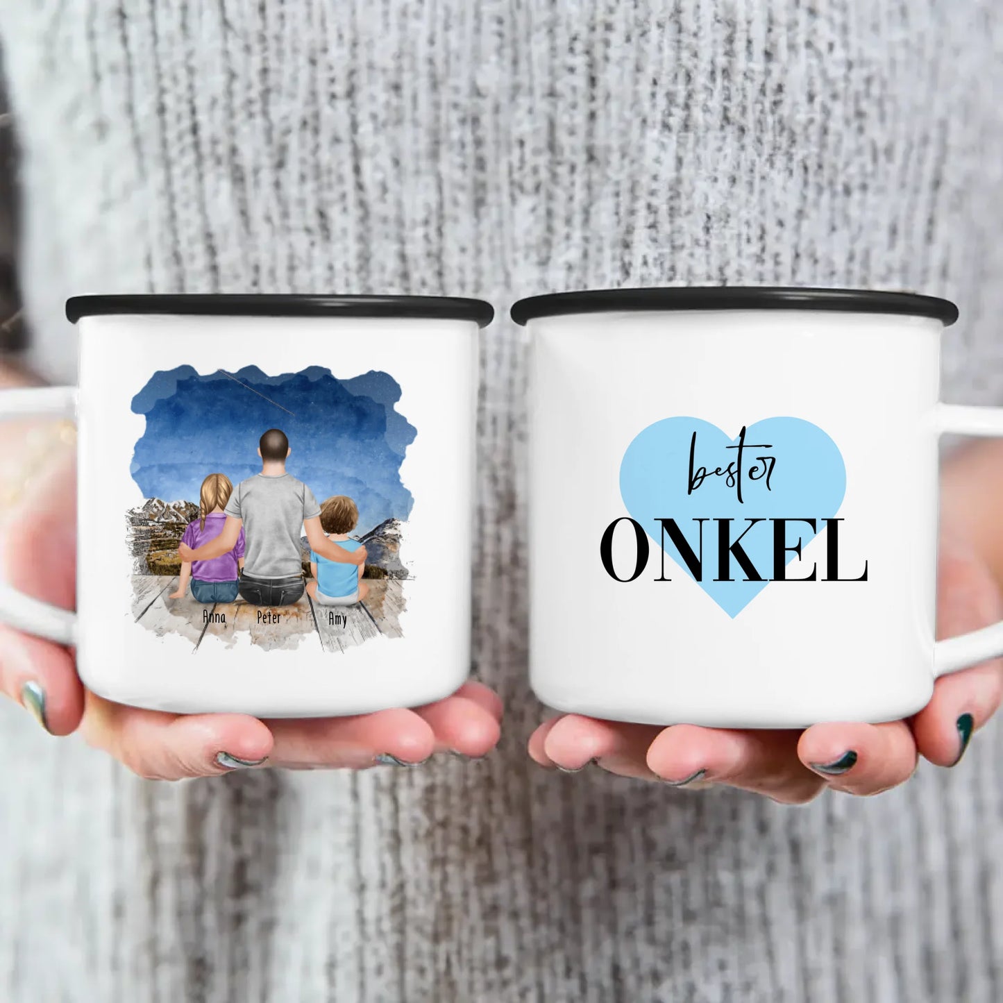 Personalisierte Tasse - 1 Kind + 1 Mann + 1 Baby - Bester Onkel