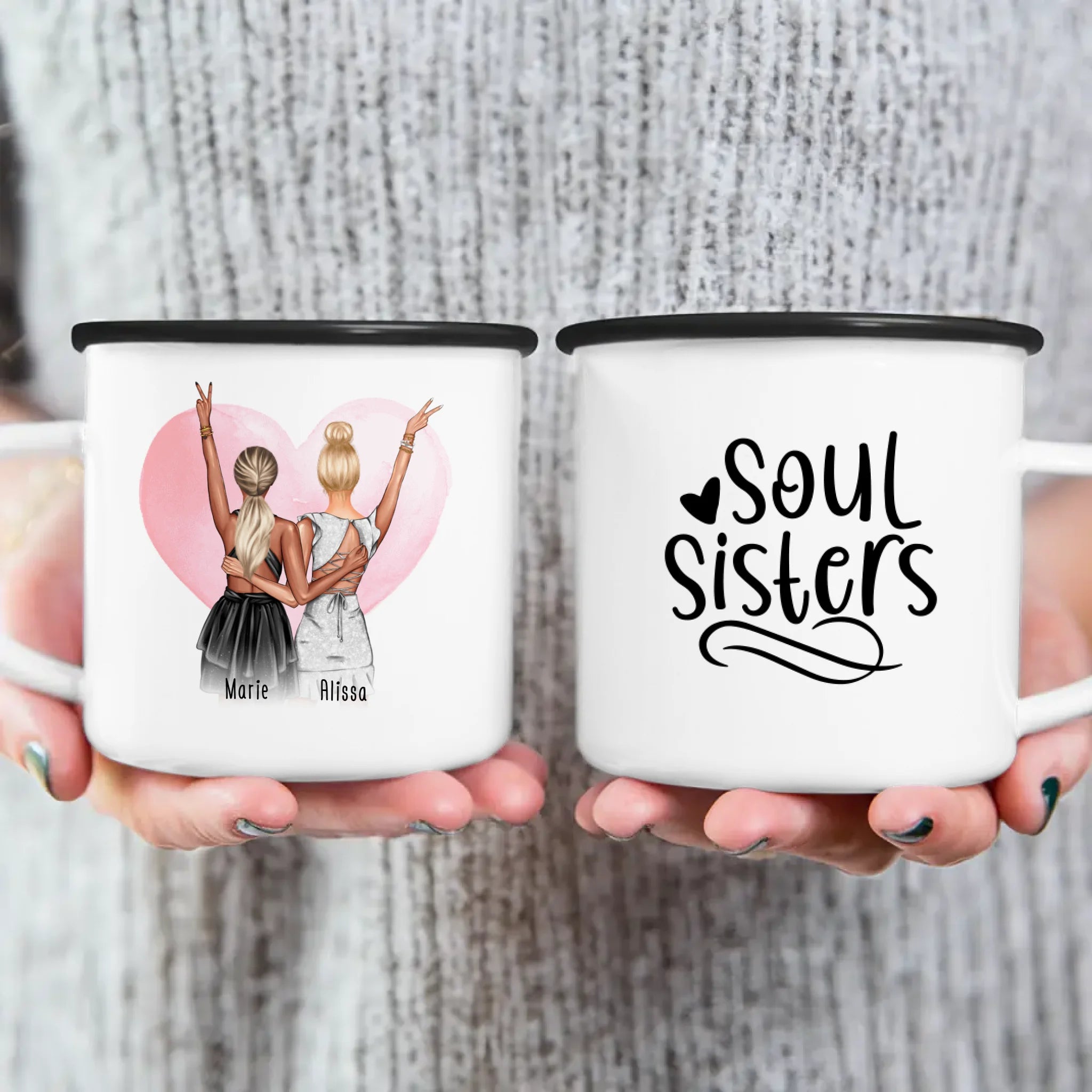 Personalisierte Tasse - Beste Freundin mit Kleid (2 Freundinnen) - Freundinnen Tasse