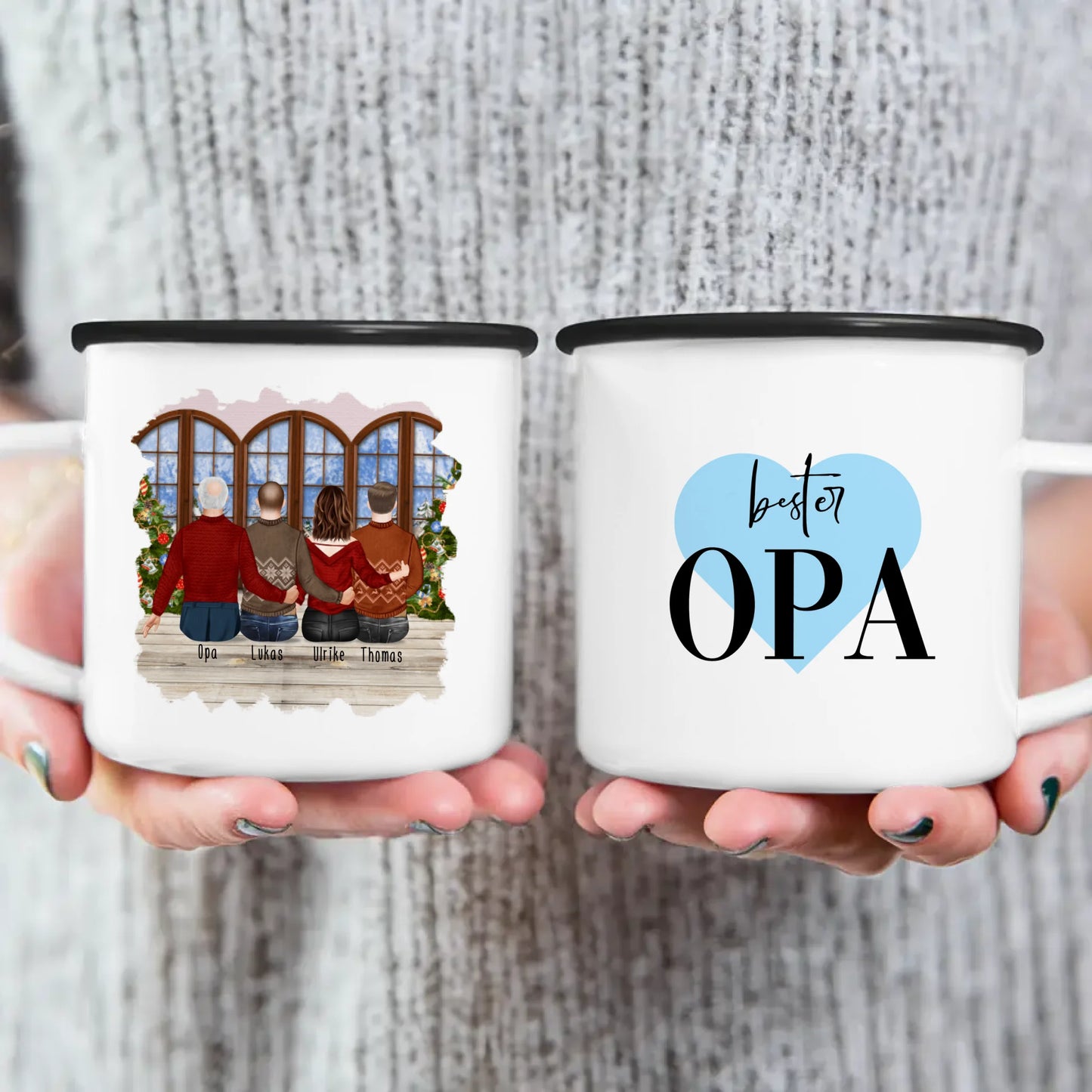 Personalisierte Tasse für Opa (1 Frau + 2 Männer + 1 Opa) - Weihnachtstasse