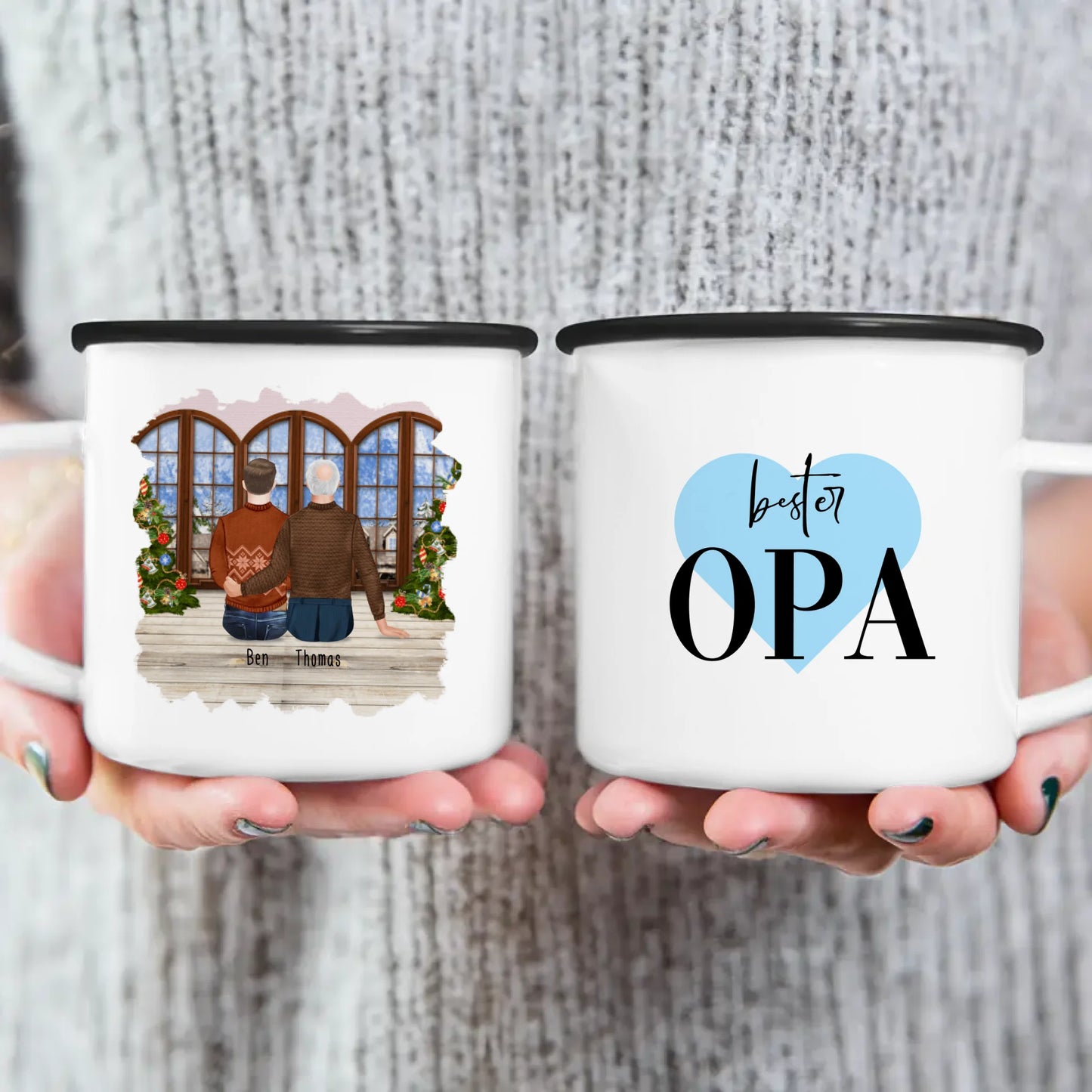 Personalisierte Tasse für Opa (1 Mann + 1 Opa) - Weihnachtstasse