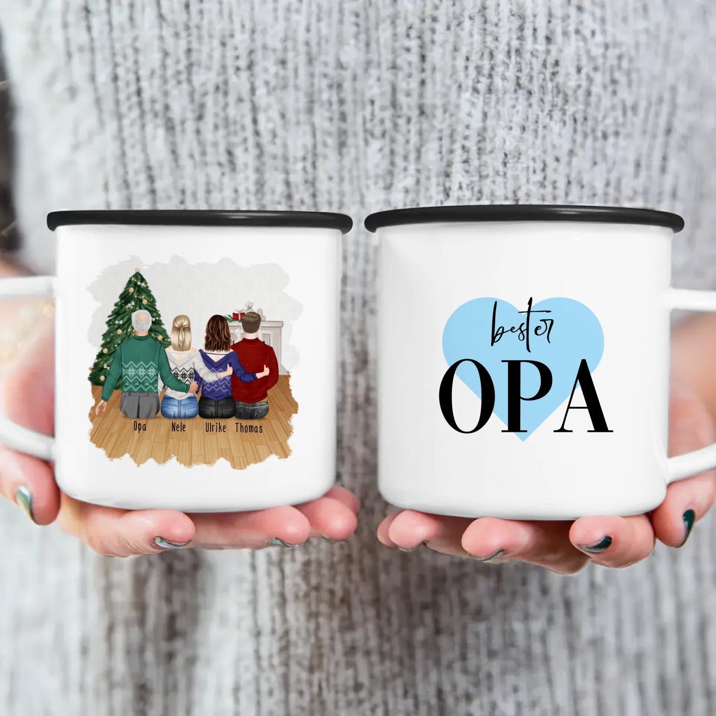 Personalisierte Tasse für Opa (2 Frauen + 1 Mann + 1 Opa) - Weihnachtstasse