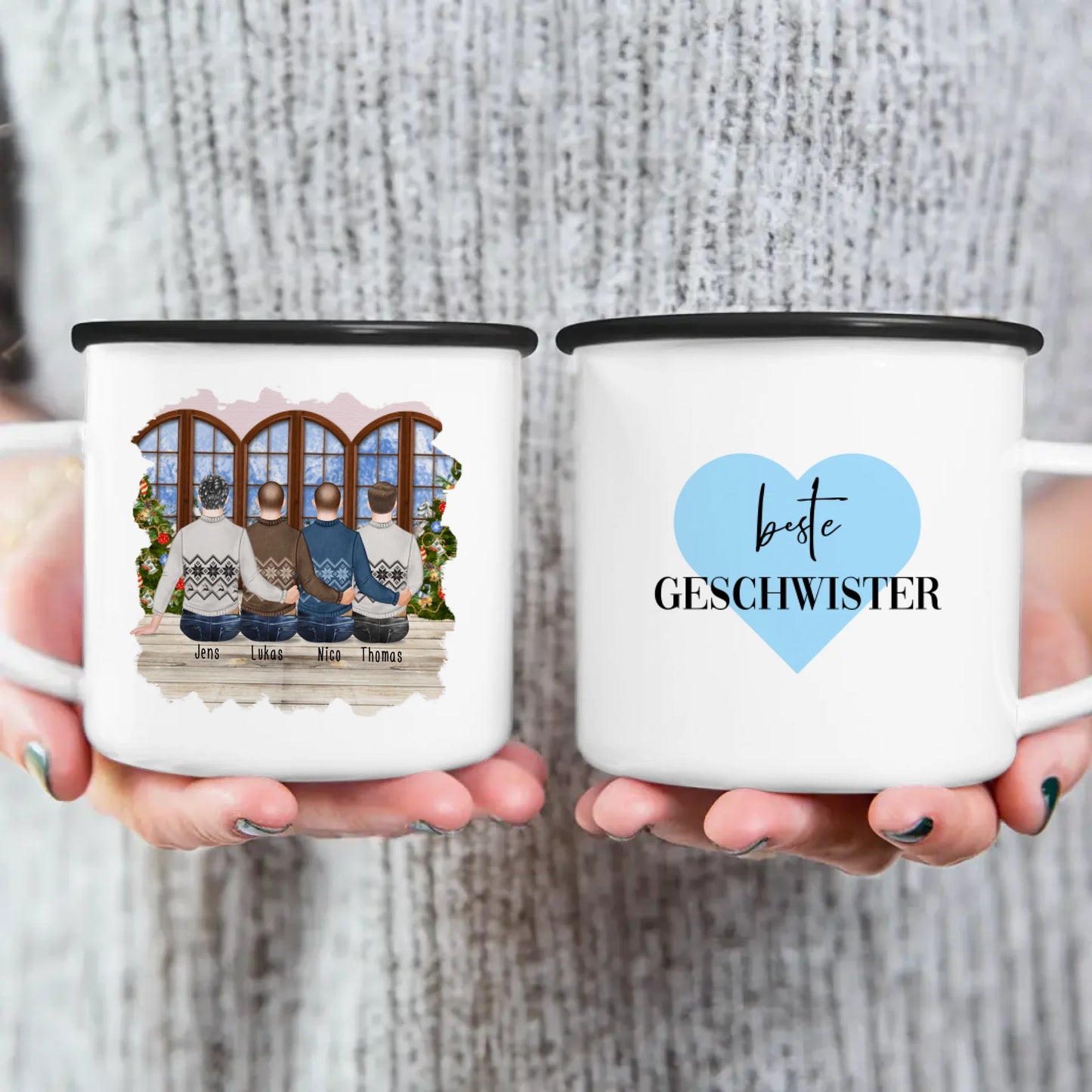 Personalisierte Tasse mit Bruder (4 Brüder) - Weihnachtstasse