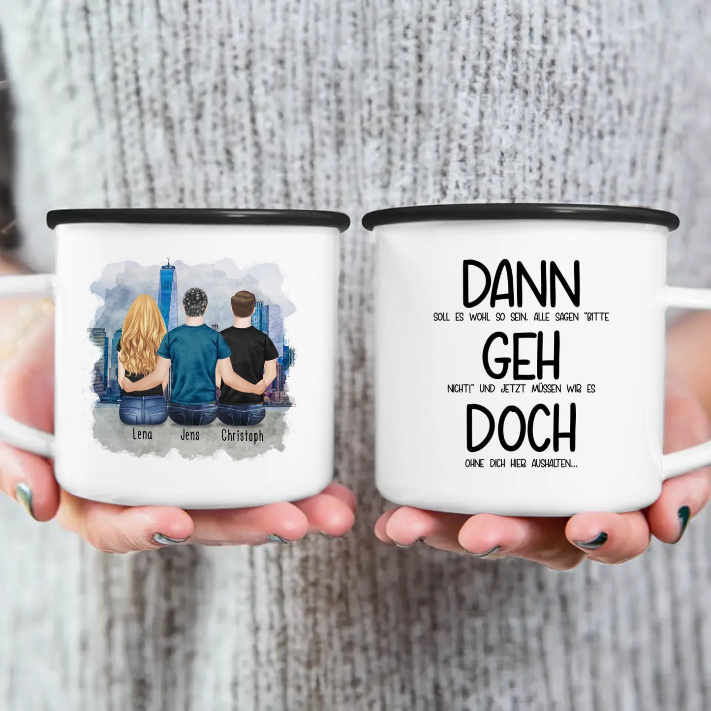 Personalisierte Tasse Kollegen (1 Frau + 2 Männer) - Abschiedsgeschenk