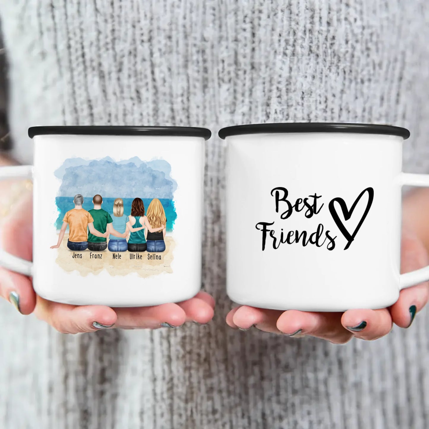 Personalisierte Tasse - Beste Freunde (3 Frauen + 2 Männer)