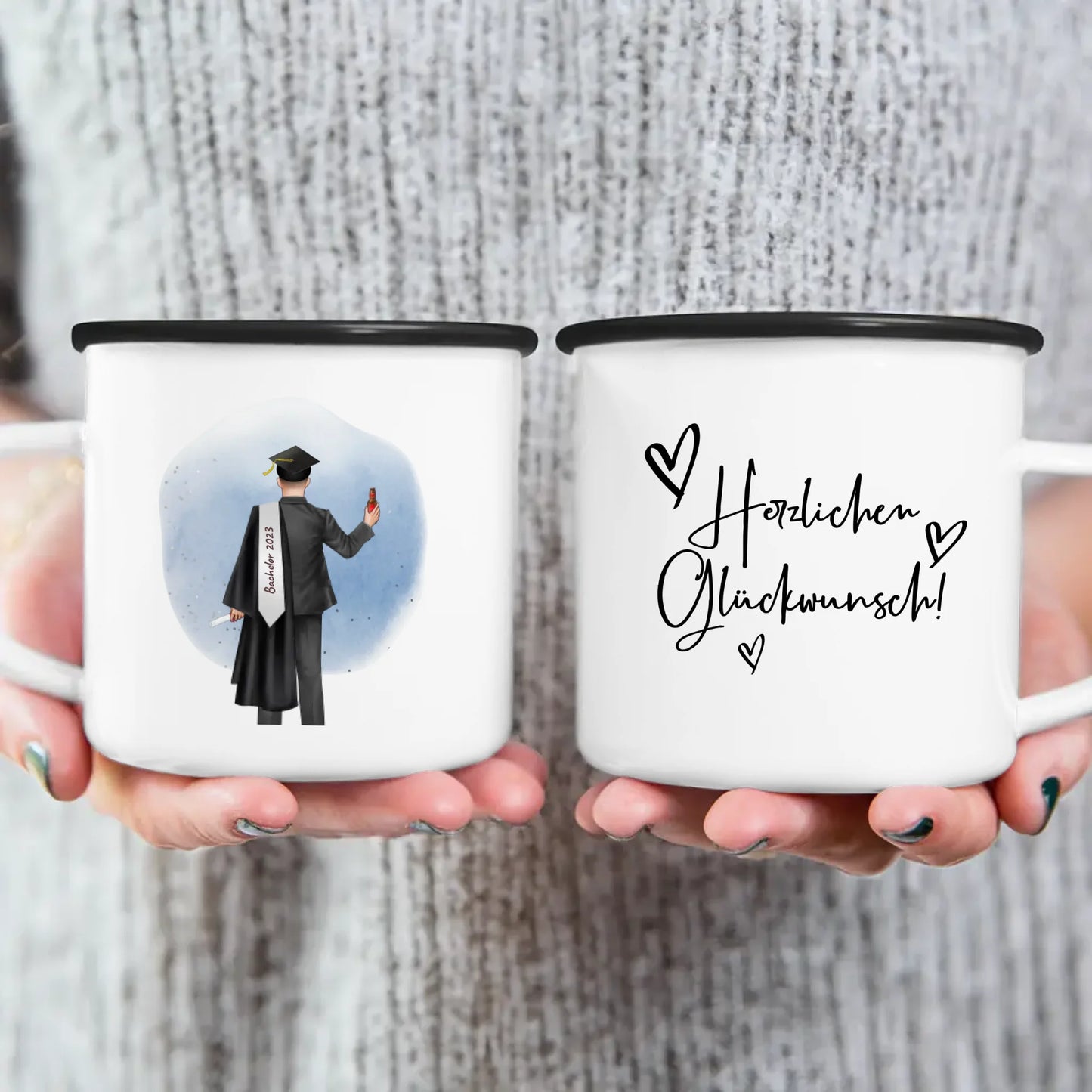 Personalisierte Tasse - Bachelor/Master/Abi/Schulabschluss Geschenk (1 Mann)