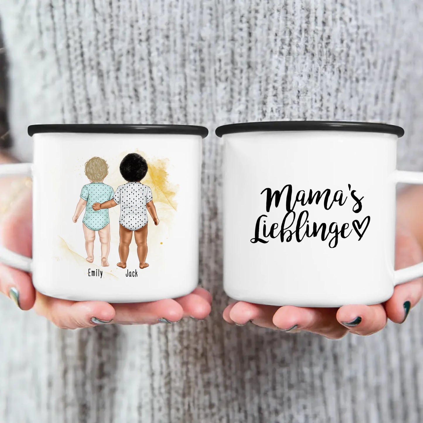 Personalisierte Tasse mit 2 Babys (stehend)