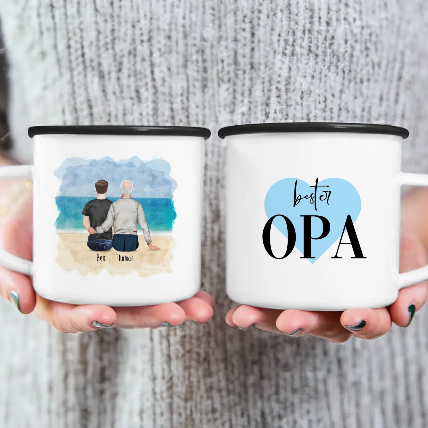 Personalisierte Tasse für Opa (1 Mann + 1 Opa)