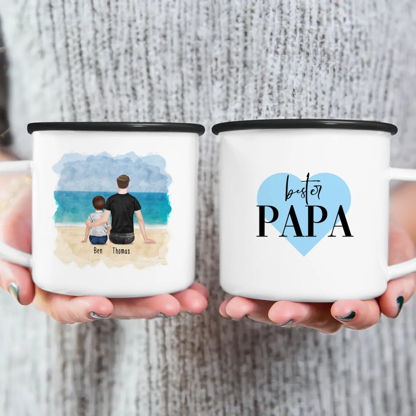 Personalisierte Tasse mit Vater/Kind (1 Kind/Baby)