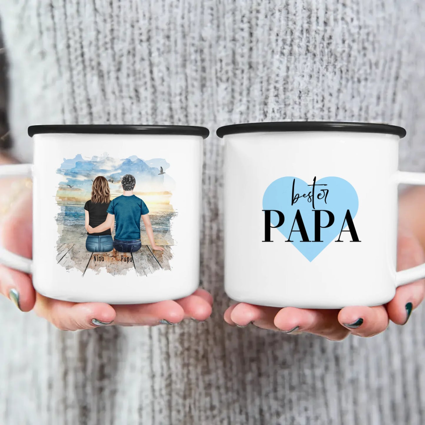 Personalisierte Tasse mit Vater/Tochter (1 Tochter)