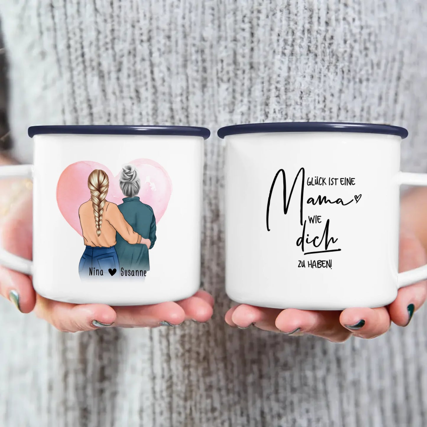 Personalisierte Tasse - Mutter/Mama + Tochter (stehend)