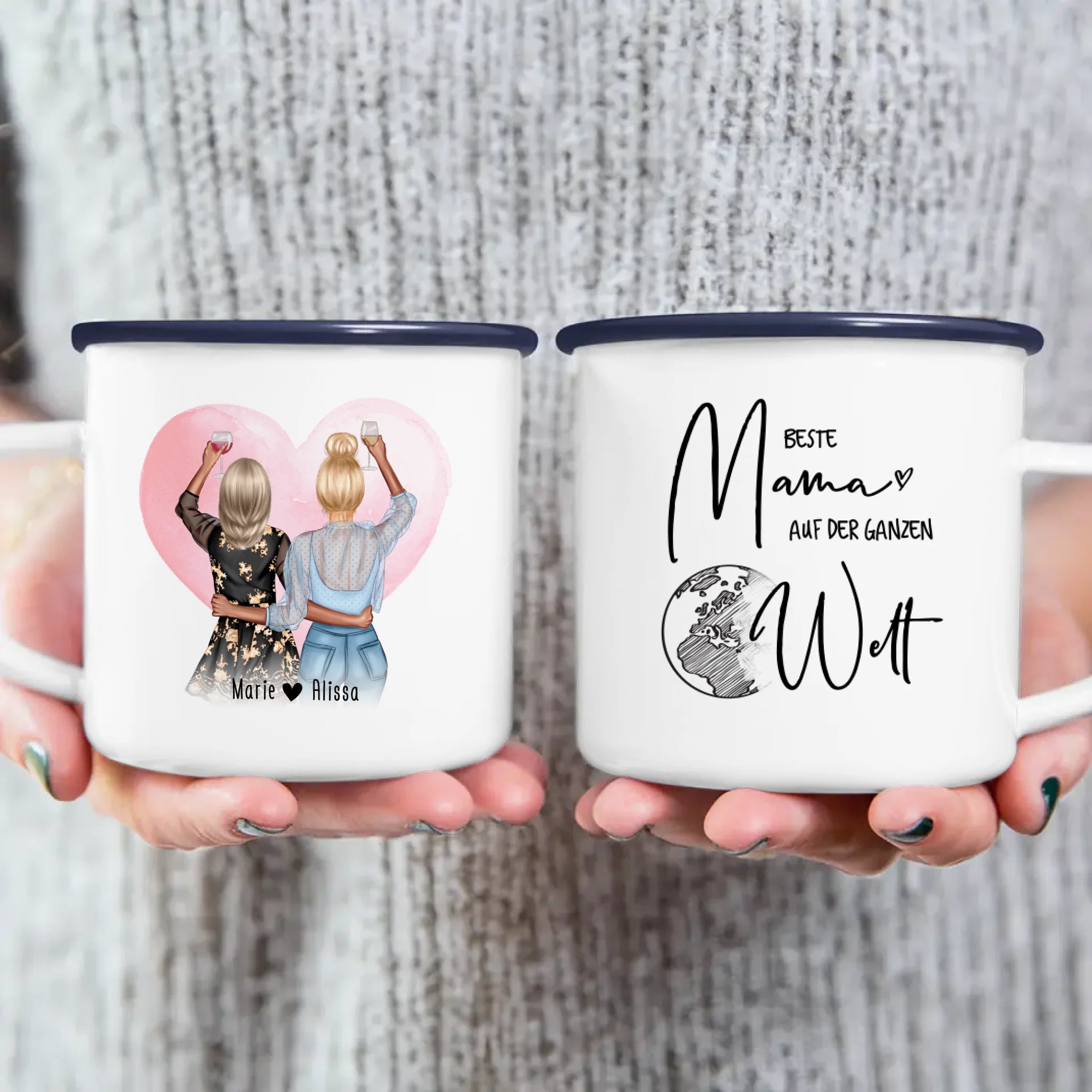 Personalisierte Tasse - Mutter + Tochter mit Drinks