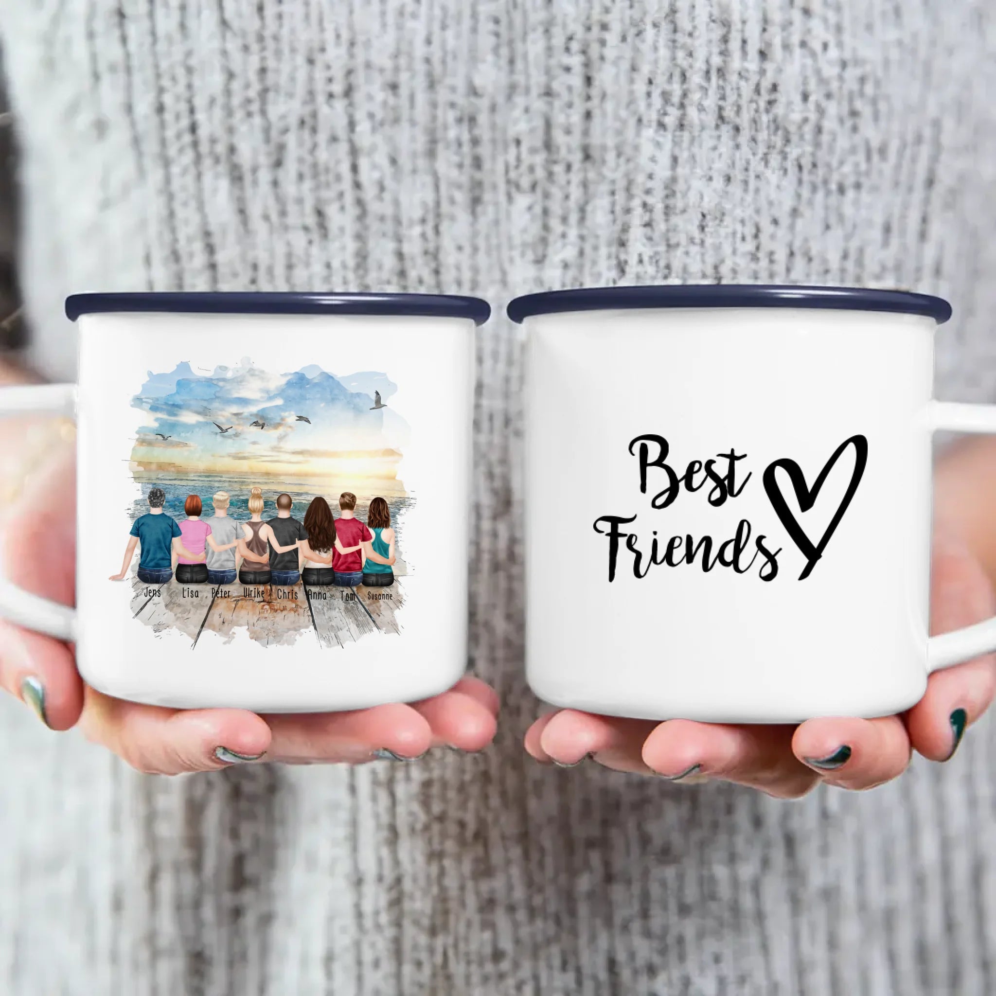 Personalisierte Tasse - 4 Frauen + 4 Männer (paarweise)