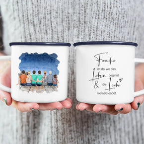 Personalisierte Tasse - 1 Frau + 3 Männer + 1 Oma + 1 Opa + 1 Kind