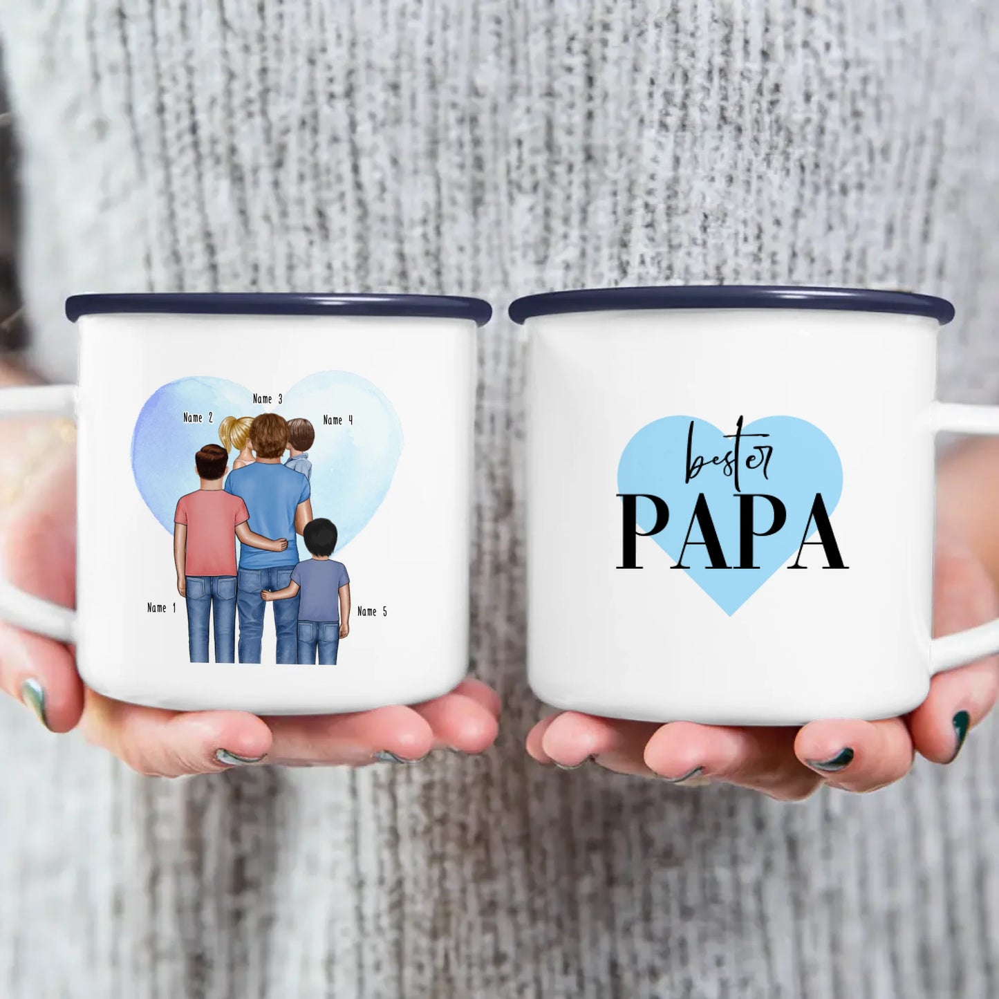 Personalisierte Tasse - Papa mit 1-4 Kindern