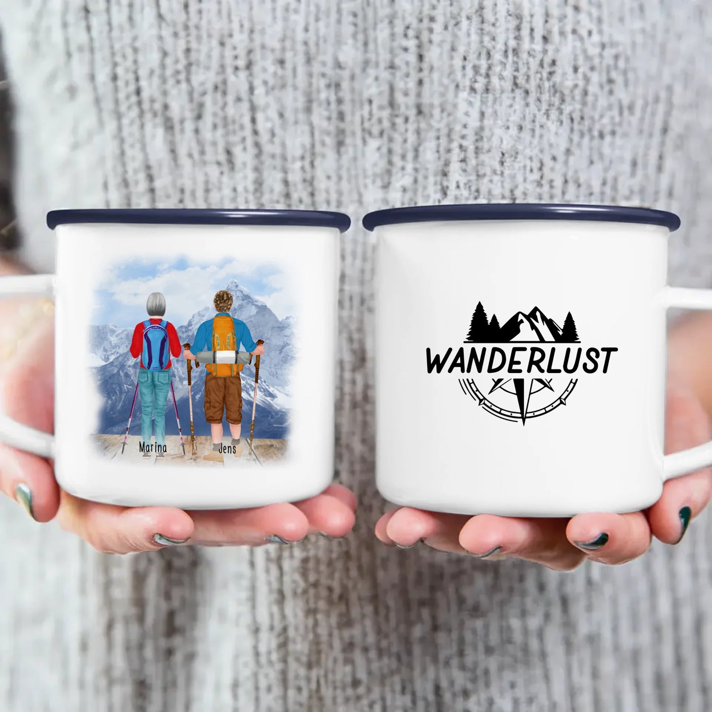 Personalisierte Tasse mit 2 Wanderern