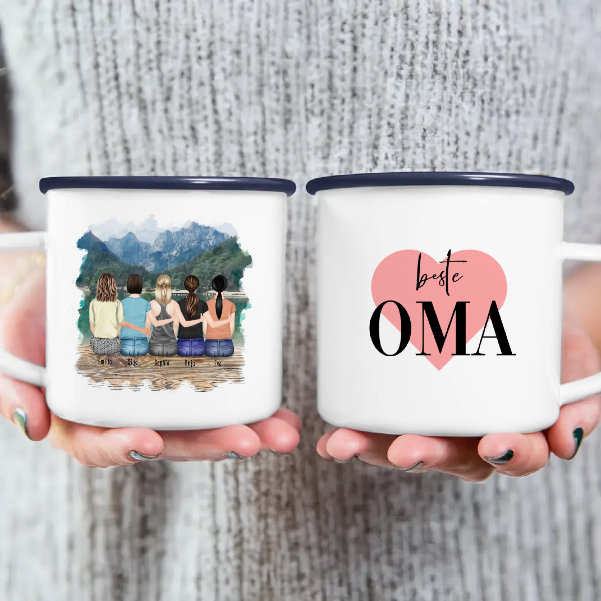 Personalisierte Tasse für Oma (4 Frauen + 1 Oma)