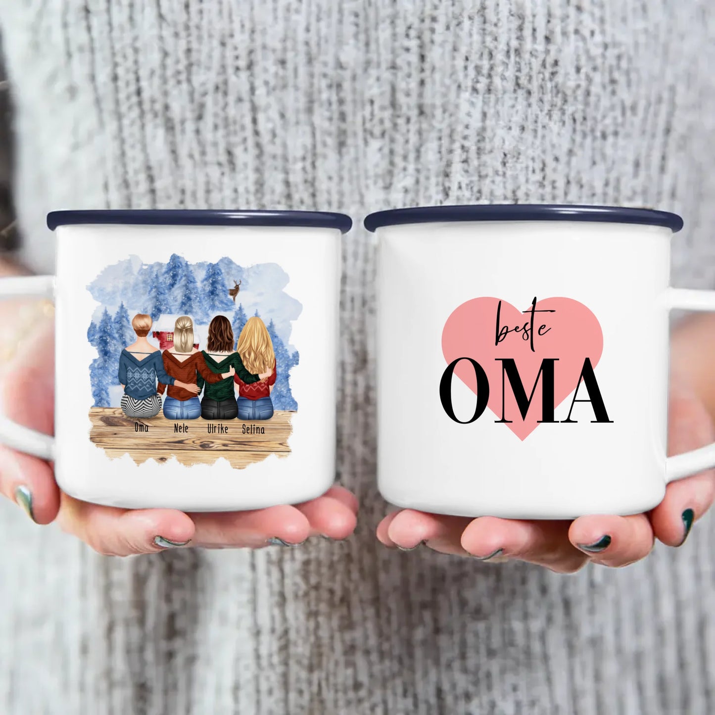 Personalisierte Tasse für Oma (3 Frauen + 1 Oma) - Weihnachtstasse