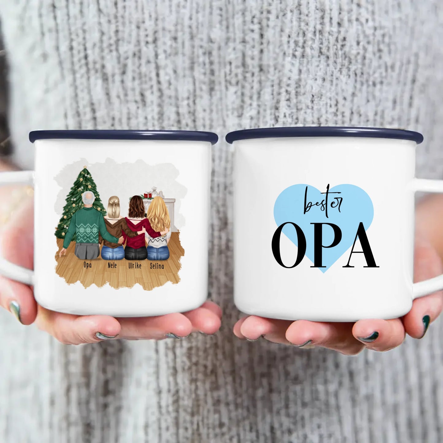 Personalisierte Tasse für Opa (3 Frauen + 1 Opa) - Weihnachtstasse