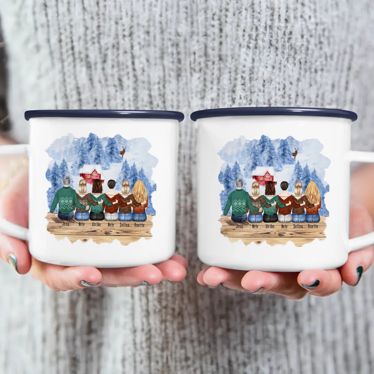 Personalisierte Tasse mit Bruder/Schwester (5 Schwestern + 1 Bruder) - Weihnachtstasse