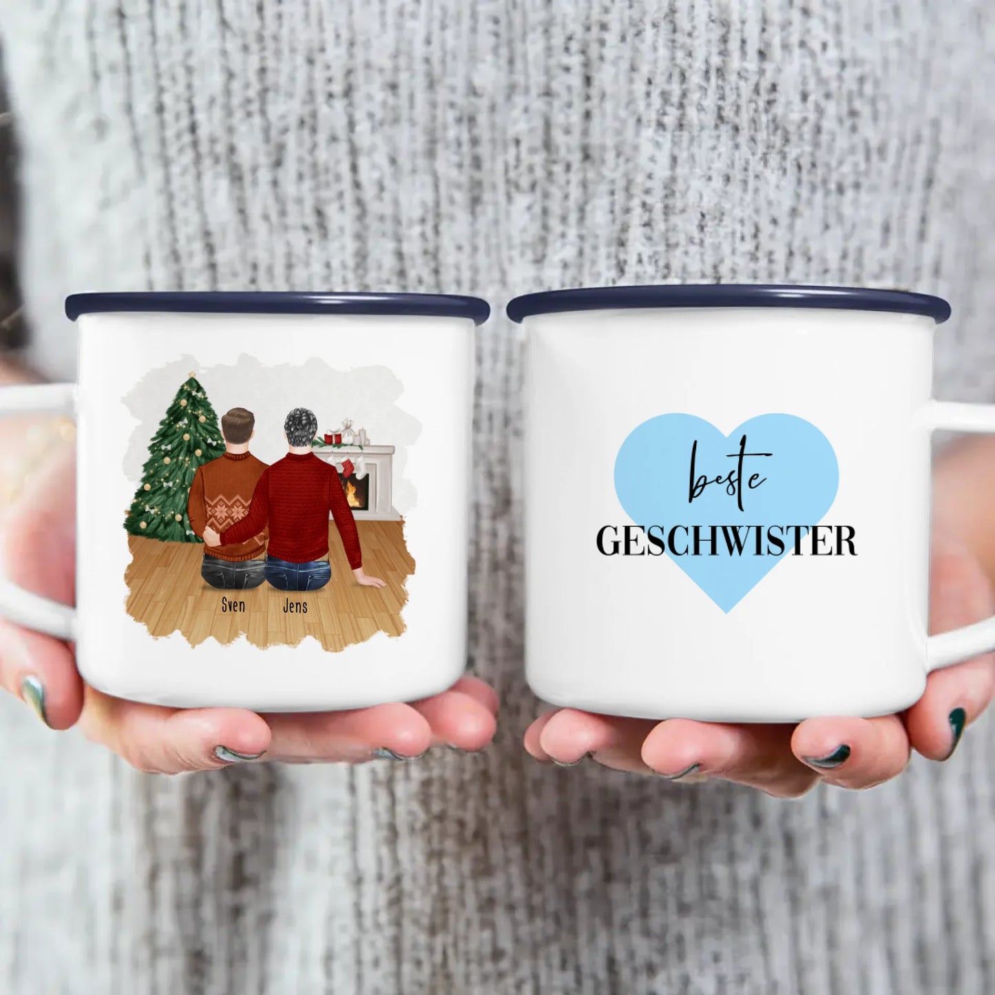 Personalisierte Tasse mit Bruder (2 Brüder) - Weihnachtstasse